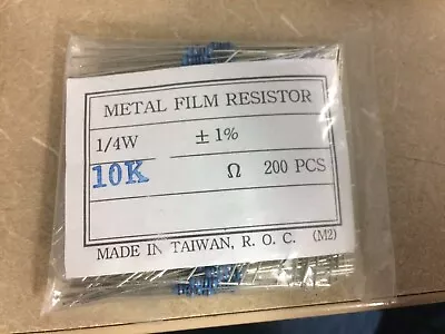 200pcs 10k Ohm Resistor Metal Film Resistors 1% Tolerance 1/4 Width • $5.49