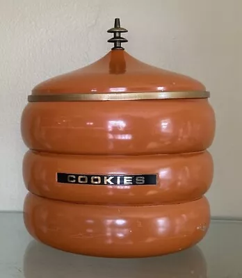 MCM Vintage Cookie Jar Beehive Orange Retro Container Storage • $32