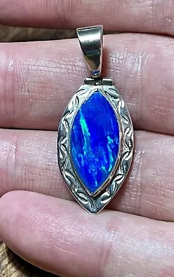 Sterling Silver Narvaez 950 Mexico Fiery Opal Pendant For Chain Necklace • $39.99