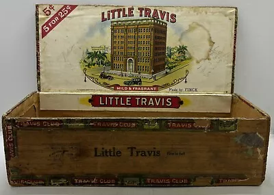 Old Texas Tobacco Collectible Vintage 1920s Little Travis Empty Wooden Cigar Box • $9.99