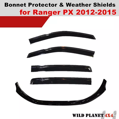 Bonnet Protector & Weather Shields Window Visors Fit Ford Ranger PX1 2012-2015 • $105