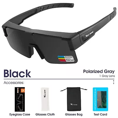 WEST BIKING Polarized Myopic Glasses Sports Driving Sunglasses Goggles Black • $13.49