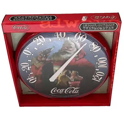 VTG 1990s Coca Cola 12” Wall Hanging Thermometer Santa Christmas USA Made New! • $35.08