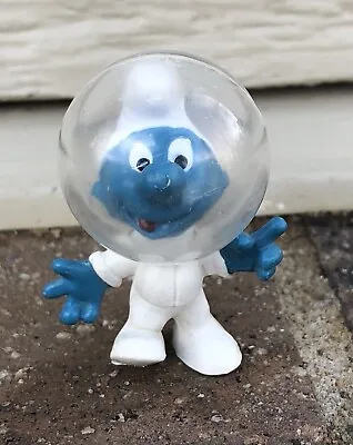 Astronaut Astro Smurf Figure Vintage Peyo Schleich Space Helmet 1965 Smurfs • $60
