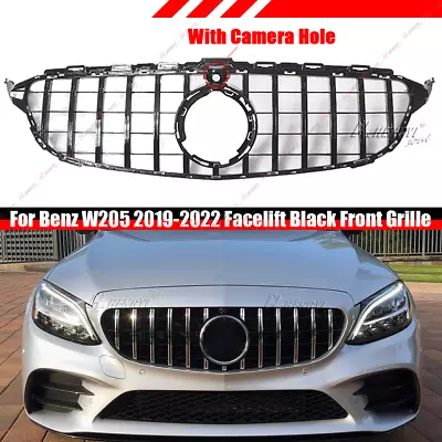 For Mercedes Benz W205 C250 C300 C43 GT Style Grill Grille Front  W/Camera Hole • $69.99