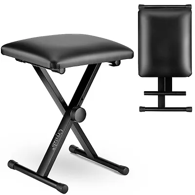 Piano Keyboard Stool/chair/bench Black Padded Seat Cushion Adjustable Height • £17.85