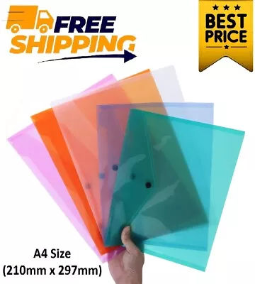 12 X Plastic Document Wallet A4 File Folder School Stationary Paper Filing • £7.99