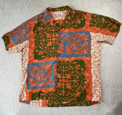Vintage Manuhealii Aloha Shirt Size 2XL Men's Rayon Hawaiian Button Up Quilt • $67.99