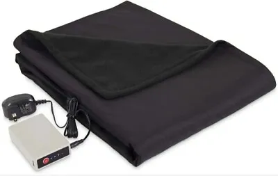 Serta On Go MicroFleece Battery Electric Heated Warming Heat Throw Blanket Black • $59.99