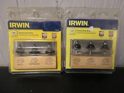 IRWIN 1901046 Lot Of 2 3pc Decorative Router Bit Set 1/4  Shank • $25