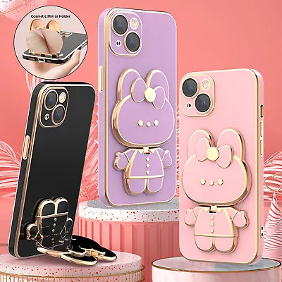 $13.53 • Buy Cute Rabbit Folding Mirror Stand Case For IPhone 14 Pro Max 13 12 11 XR XS 87 SE