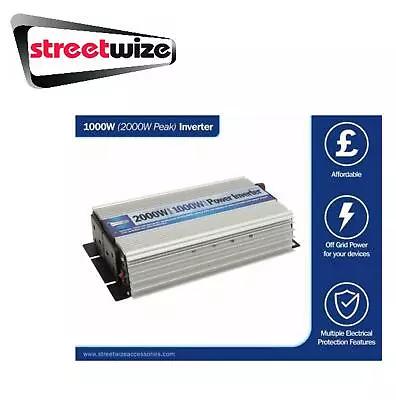 Streetwize 12v To 1000 Watt / 2000 Watt Inverter Power. 1000 Watt - SWINV1000 • £84.95