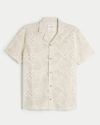 HOLLISTER  RELAXED SHORT-SLEEVE LACE SHIRT Size X-Large • $45