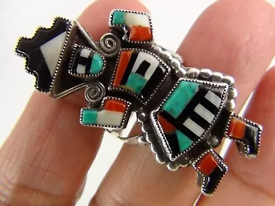 8g 1.5 + Ring Native Sterling Turquoise Multi Stones Inlay Kachina Ring 10 Zuni • $94.99