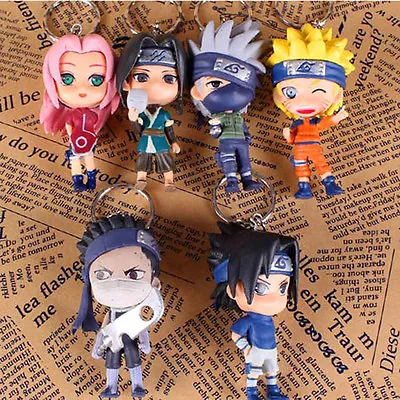 Anime Naruto Set Of 6x Figures Keychains Keyrings Pendant Cosplay Gift 18th Ver. • £11.99