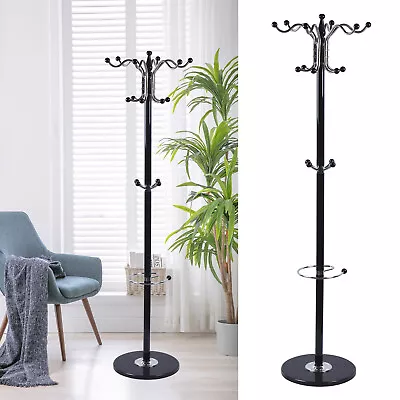 170cm 16 Hooks Metal Coat Rack Clothes Hat Bag Hanger Tree Stand Umbrella Holder • $56