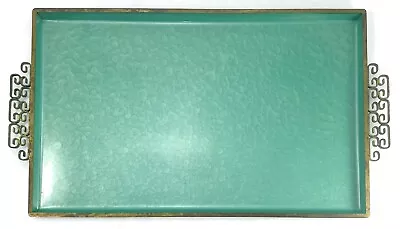 KYES MOIRÉ GLAZE Jade Green Serving Tray Handmade Pasadena CA Vintage Handmade • $105