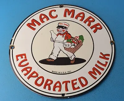 Vintage Mac Marr Evaporated Milk Porcelain Dairy Gas Service Station Pump Sign • $138.37