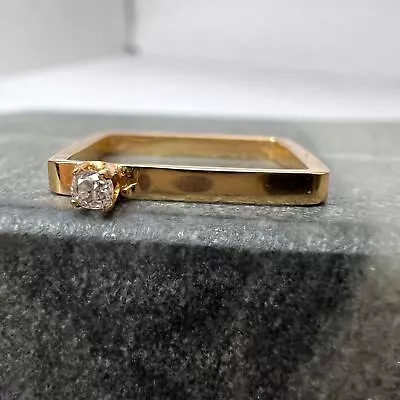 Fashionable! Solid 14K Yellow Gold Old Mine Cut Diamond .05CT Square Ring Size 3 • $281.24