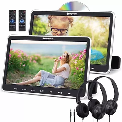 2 X 10.1  Dual Screen Car Headrest Monitor TV DVD Player HDMI USB SD MP3 Headset • $188.21