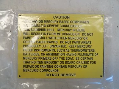 Mercury Caution Plaque Sign Set Of (2) Yellow 8  X 6  Marine Boat • $2.99