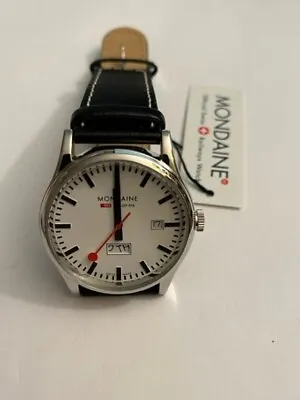 Mondaine Men's Watches A667.30308.18SBB Day-Date 41mm Leather Band Watch • $299