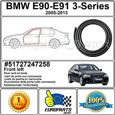 $80.89 • Buy BMW E90 E91 3 Series 2005-13 Front Door Rubber Weatherstrip Seal  51727164811
