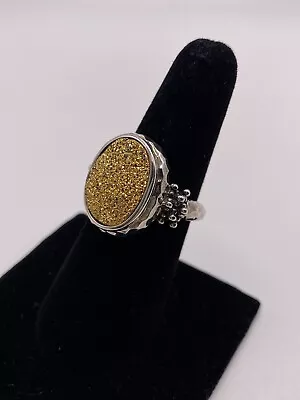 Michael Dawkins 925 Sterling Silver Gold Druzy Ring Size 8 • $60