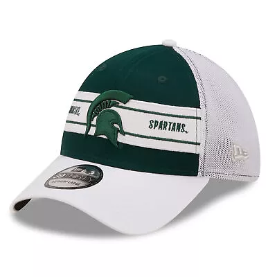 Men's New Era Green/White Michigan State Spartans Banded 39THIRTY Flex Hat • $26.99