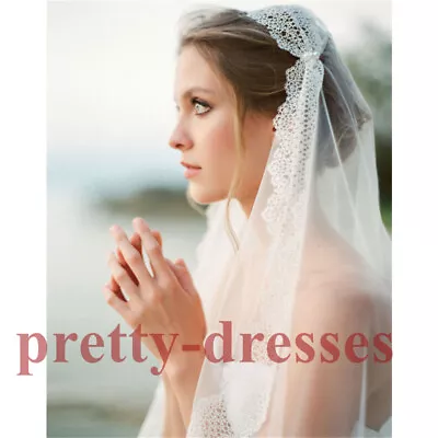 Long Short  IVORY Juliet Cap Wedding Bridal Veils Brides Vintage Appliques Edges • $14.90