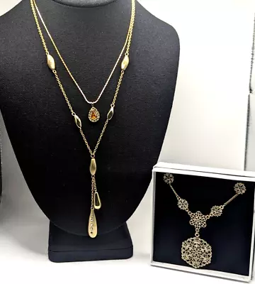 Vintage Avon Jewelry Lot Gold Tone Rhinestone Includes Filigree Set • $28.99