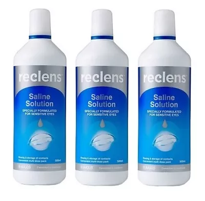 * 3 X Reclens Saline Solution 500mL For Sensitive Eyes • $15.60