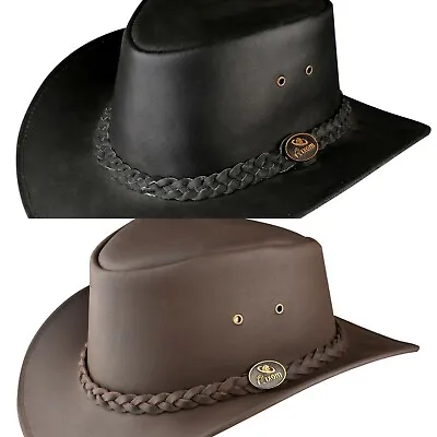£18 • Buy Top Grain Leather Cowboy Hat Australian Style Western Rixom Style Bush Hat