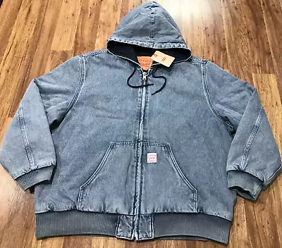 MENS XL 👷🏼 NEW Levi's Potrero Denim Indigo Stonewash Hooded Quilted Zip Jacket • $80