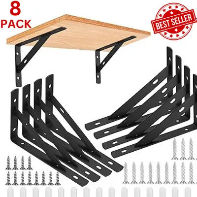 8 Pack Metal Shelf BracketsHeavy Duty Shelf Brackets Metal Wall MountL Shaped • $18.90