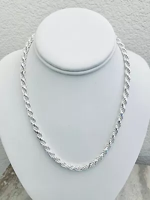 Solid 925 Sterling Silver Italian Rope Chain Mens Necklace 6.5mm - Diamond Cut • $120.99