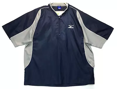 Mizuno Jacket Mens XL Blue Gray Short Sleeve Windbreaker Vented Back Lightweight • $20.12