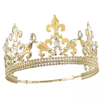 Royal King Crown Men Metal Prince Crowns Tiaras Full Round For Birthday Prom • $24.99