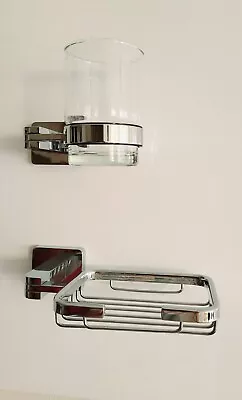 £16.50 • Buy Tumbler Holder With Glass/soap Basket. SET Of 2