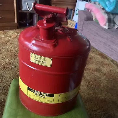 Justrite Vintage New Old Stock 5 Gallon Type 1 Steel Safety Can Maroon IL USA • $55