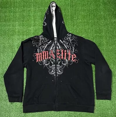 Vintage Y2K MMA ELITE Zip Up Hoodie Grunge Mens Size XL • $150