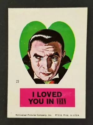 Vintage 1966 Dracula Vampire Monster Valentine Topps Sticker Card #23 (Sharp) • $74.95