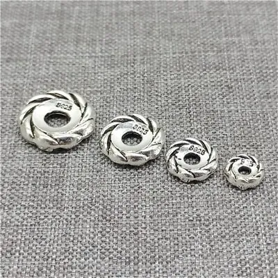 10pcs Of 925 Sterling Silver Tire Spacer Beads 6mm 8mm 10mm 12mm For Bracelet • $9.33