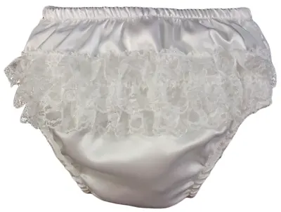 Baby Girl Frilly Knickers Pants Satin Lace Nappy Cover Christening  • £3.99