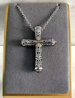 Detailed Cross W/Tigers Eye ION Plated YG And Solid Stainless Steel 20  Chain • $15