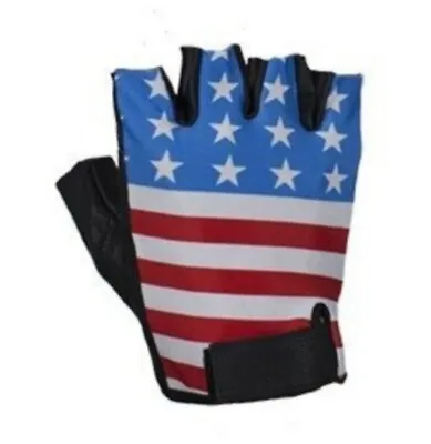 LOT Of 3 PAIRS NEW Bikers Dream GL-2034 USA FLAG Fingerless Leather Gloves NIP • $26.95