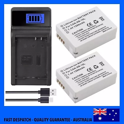 2x NB-10L 1.2A Battery +Charger For Canon PowerShot SX40 HS SX40 SX40 HS SX50 HS • $56.98