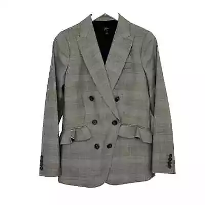 J Crew Glen Plaid Wool Ruffle Pocket Double Breasted Blazer Size 4 • $99