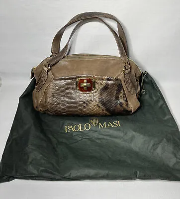 Genuine Crocodile/Alligator Leather Purse Handbag Paolo Masi Italy  16”x8”x7” • $85