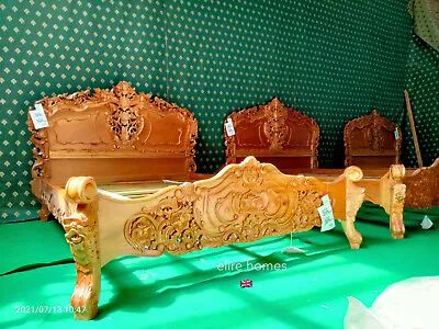 £1399 • Buy UK STOCK 5' King Size Natural Finish Mahogany Wood French Rococo Bed Shabby Chic